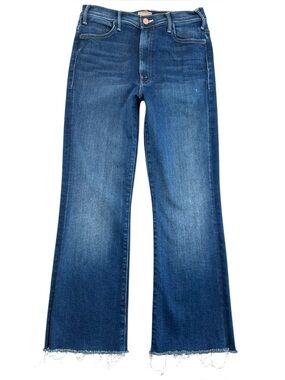 MOTHER The Hustler Ankle Fray High Rise Flare Jeans Blue Raw Hem Women’s 29